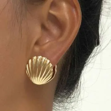 Gold Shell Stud Earrings Ideal for Summer and Special Occasions
