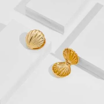 Gold Shell Stud Earrings Ideal for Summer and Special Occasions