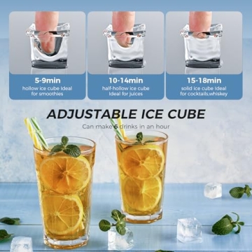 Kismile Ice Maker Countertop, Portable Ice Cube Maker Machine with 1.5L Detachable Water Tank, 33Lbs/Day, 16Pcs/5-18Mins, 24H Timer, Self-Cleaning Small Ice Maker, Ice Machine Maker for Home,Office