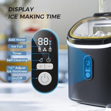 Kismile Ice Maker Countertop, Portable Ice Cube Maker Machine with 1.5L Detachable Water Tank, 33Lbs/Day, 16Pcs/5-18Mins, 24H Timer, Self-Cleaning Small Ice Maker, Ice Machine Maker for Home,Office