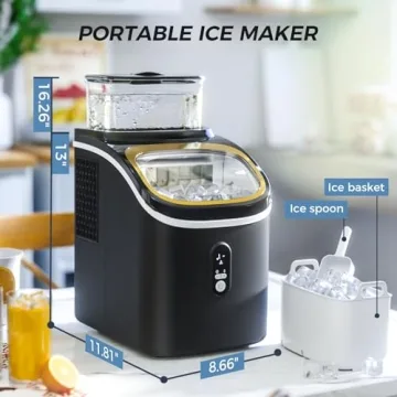 Kismile Ice Maker Countertop, Portable Ice Cube Maker Machine with 1.5L Detachable Water Tank, 33Lbs/Day, 16Pcs/5-18Mins, 24H Timer, Self-Cleaning Small Ice Maker, Ice Machine Maker for Home,Office