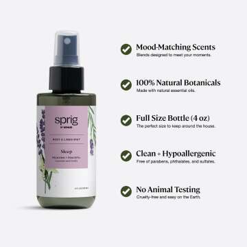 Lavender + Vanilla Body & Linen Mist 100% Natural