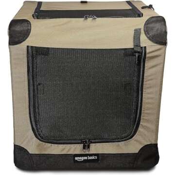 Amazon Basics - 2 Door Foldable and Portable Travel Pet Kennel for Cat, Dog, Rabbit, 36 inch, Tan, S 26" x 18" x 18"