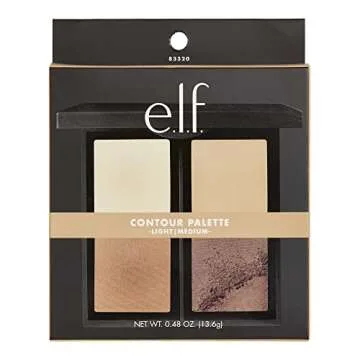 e.l.f. Contour Palette, 4 Shades, Customizable, Easy to Apply, Sculpts, Shades, Brightens, Light/Medium, Infused with Vitamin E, All-Day Wear, 0.56 Oz