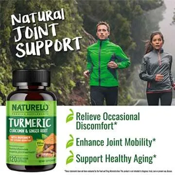 NATURELO Turmeric Curcumin with BioPerine for Joint Support