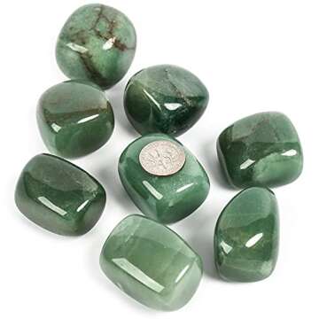 ZenQ 1/2 lb Tumbled Green Aventurine Stones for Wicca, Reiki, and Energy Crystal Healing, Natural Gr...