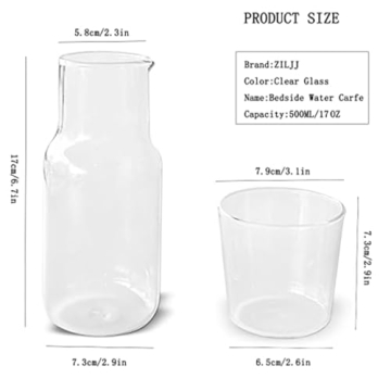 Elegant ZILJJ Bedside Water Carafe and Glass Set 500ml