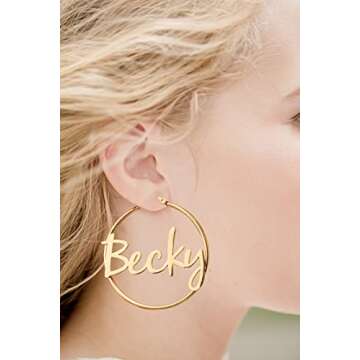 Stacey Personalized Name Hoop Earrings for Women Unique Birthday Thanksgiving Day Christmas Gifts fo...