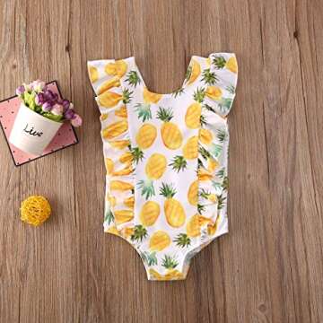 Merqwadd Toddler Baby Girls Cute Fashion Ruffle Swimsuit Kids Bathing Suit Beachwear (1-2T,Pineapple...