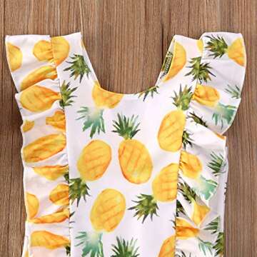 Merqwadd Toddler Baby Girls Cute Fashion Ruffle Swimsuit Kids Bathing Suit Beachwear (1-2T,Pineapple-Yellow)