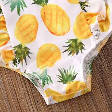 Merqwadd Toddler Baby Girls Cute Fashion Ruffle Swimsuit Kids Bathing Suit Beachwear (1-2T,Pineapple-Yellow)