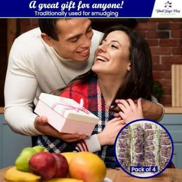 Lavender with White Sage - Bholi Sage Plus Sage Incense Sticks for Cleansing Negative Energy, Sage Sticks for House Cleansing - Lavender with White Sage Smudge Sticks Pack of 4
