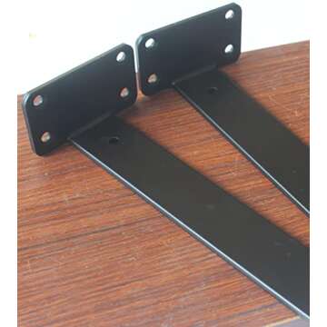 4 Pack - 11 inch Black Hidden L Shelf Bracket (1/5 Inch Thicked) Iron Shelf Brackets, Metal Shelf Bracket, Industrial Shelf Bracket, Modern Shelf Bracket, Metal L Brackets for Shelves Support