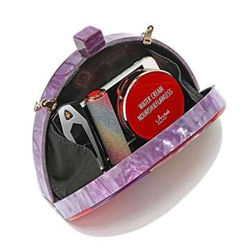 WuYangSto Acrylic Clutch Purse,Semicircle Colorful,Women's Evening Bag For Weddings Party Prom