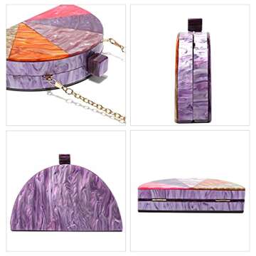 WuYangSto Acrylic Clutch Purse,Semicircle Colorful,Women's Evening Bag For Weddings Party Prom