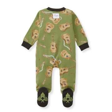 Burt's Bees Baby Boys Footed Pajamas - Soft Organic Cotton, Perfect for Newborns and Infants