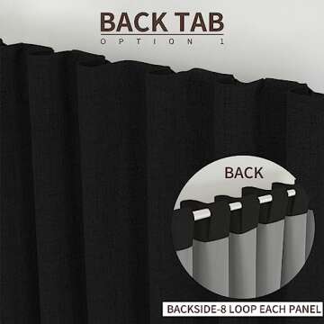Joydeco 100% Black Out Curtains 90 inch Long 2 Panels Burg Natural Blackout Linen Drapes for Bedroom Living Room Darkening Curtain Thermal Insulated Back tab Rod Pocket(52x90 inch,Black)