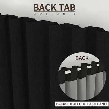 Joydeco 100% Black Out Curtains 90 inch Long 2 Panels Burg Natural Blackout Linen Drapes for Bedroom Living Room Darkening Curtain Thermal Insulated Back tab Rod Pocket(52x90 inch,Black)