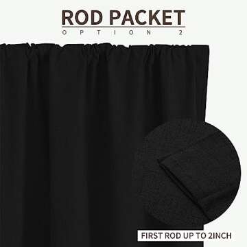 Joydeco 100% Black Out Curtains 90 inch Long 2 Panels Burg Natural Blackout Linen Drapes for Bedroom Living Room Darkening Curtain Thermal Insulated Back tab Rod Pocket(52x90 inch,Black)
