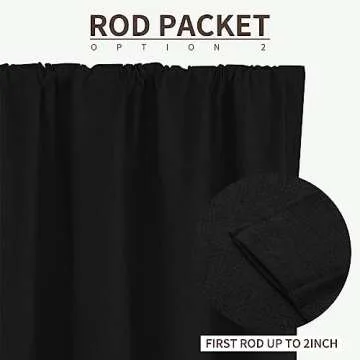 Joydeco 100% Black Out Curtains 90 inch Long 2 Panels Burg Natural Blackout Linen Drapes for Bedroom Living Room Darkening Curtain Thermal Insulated Back tab Rod Pocket(52x90 inch,Black)