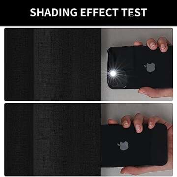 Joydeco 100% Black Out Curtains 90 inch Long 2 Panels Burg Natural Blackout Linen Drapes for Bedroom Living Room Darkening Curtain Thermal Insulated Back tab Rod Pocket(52x90 inch,Black)