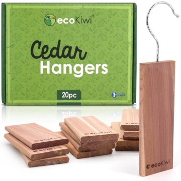ecoKiwi Cedar Blocks for Clothes Storage - 20 Pack Natural Cedar Hangers