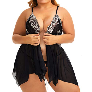Plus Size Lace Babydoll Chemise Women's Sleepwear XL-6XL