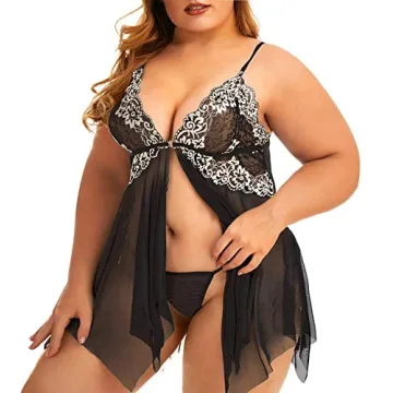 Plus Size Lace Babydoll Chemise Women's Sleepwear XL-6XL