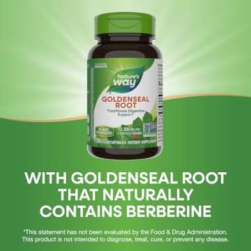 Nature's Way Goldenseal Root, Traditional Digestive Support*, Contains Berberine, Non-GMO Project Verified, Vegan, 100 Capsules (Packaging May Vary)