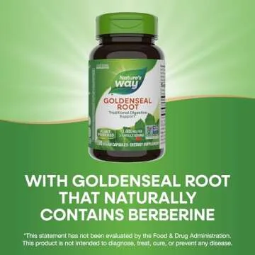 Nature's Way Goldenseal Root, Traditional Digestive Support*, Contains Berberine, Non-GMO Project Verified, Vegan, 100 Capsules (Packaging May Vary)