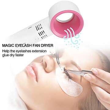 fenshine Portable USB Rechargeable Mini Fan Eyelash Fan Dryer Bladeless Handheld Air Conditioning Blower for Essential Eyelash Extension Supplies (White)