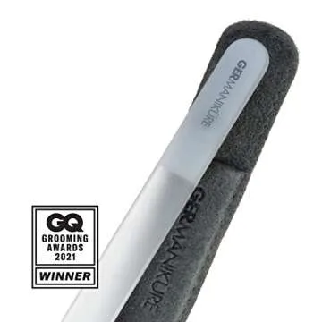 GERMANIKURE Crystal Glass Cuticle Stick & White Nail File Set in Suede Leather Case – Handmade in Czech Republic – Professional Manicure Supplies – Cuticle Pusher, Callous Remover