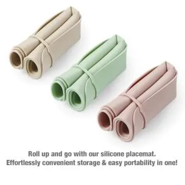 PandaEar 3 Pack Silicone Placemat for Toddlers Kids for Dining Table & Restaurants - Portable Silicone Mat for Baby Eating - Food Grade Non-Slip Baby Table Mat