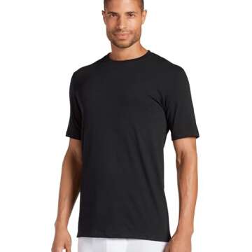 Jockey Men's Undershirt Classic Crew Neck - 3 Pack, Black, L