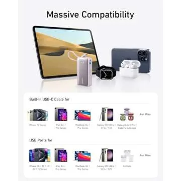 Anker Nano Power Bank, 10,000mAh Portable Charger with Built-in USB-C Cable, 30W Recharging, 30W Max Output with 1 USB-C, 1 USB-A, for iPhone 16/15 Series, MacBook, Galaxy, AirPods, and More