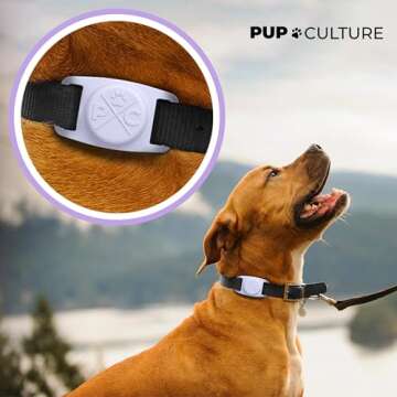 Pup Culture Airtag Dog Collar Holder - Protective Case for GPS Tracking, Lavender