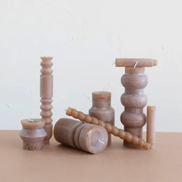 Creative Co-Op Unscented Totem Taper Candles in Box, Set of 2, Cappuccino