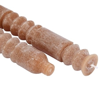 Creative Co-Op Unscented Totem Taper Candles in Box, Set of 2, Cappuccino