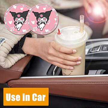 Katartizo 2Pcs Bling Car Cup Coaster, 2.75 Inch Cute Universal Silicone Non-Slip Cup Holders Coaster...