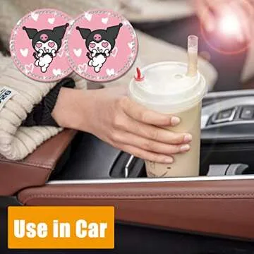 Katartizo 2Pcs Bling Car Cup Coaster, 2.75 Inch Cute Universal Silicone Non-Slip Cup Holders Coaster...