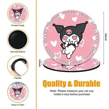 Katartizo 2Pcs Bling Car Cup Coaster, 2.75 Inch Cute Universal Silicone Non-Slip Cup Holders Coaster, Funny Car Decor Car Interior Accessories for Women Men