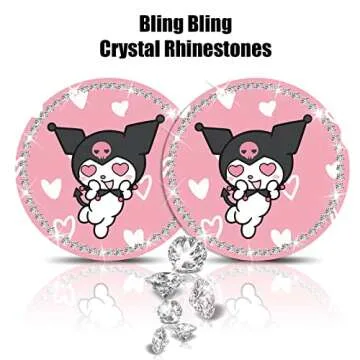 Katartizo 2Pcs Bling Car Cup Coaster, 2.75 Inch Cute Universal Silicone Non-Slip Cup Holders Coaster, Funny Car Decor Car Interior Accessories for Women Men