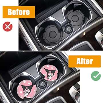 Katartizo 2Pcs Bling Car Cup Coaster, 2.75 Inch Cute Universal Silicone Non-Slip Cup Holders Coaster, Funny Car Decor Car Interior Accessories for Women Men