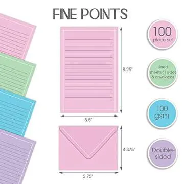 Better Office Products Mini Stationery Set, 100 Piece Set (50 Lined Sheets + 50 Matching Envelopes),...