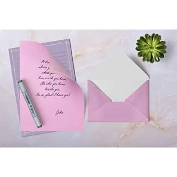 Better Office Products Mini Stationery Set, 100 Piece Set (50 Lined Sheets + 50 Matching Envelopes), 4 Solid Colors, Thin White Border, 5.5 x 8.25 inch, Double Sided Printing, One Side Lined Paper,