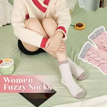 Trifabricy Women's Fuzzy Socks - Cozy, Stylish Winter Wear