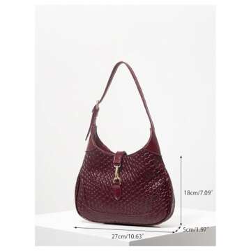 QWINEE Women's Vintage Buckled Shoulder Purse Bag Faux PU Leather Braided Top Handle Woven Underarm Bag Red One-Size