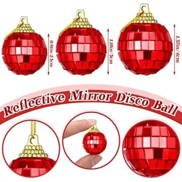 BBTO 24 Pieces Mini Disco Ball Ornaments Disco Ball 70s Party Decor Cake Topper Hanging Reflective Ball Ornament for Party Decor(0.91 Inch,Multicolored)