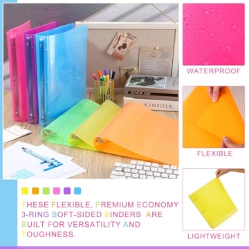 Fulmoon 6 Assorted Color Binders - Flexible and Durable