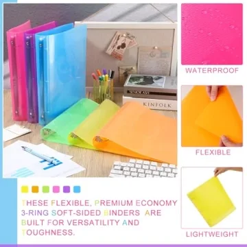 Fulmoon 6 Assorted Color Binders - Flexible and Durable